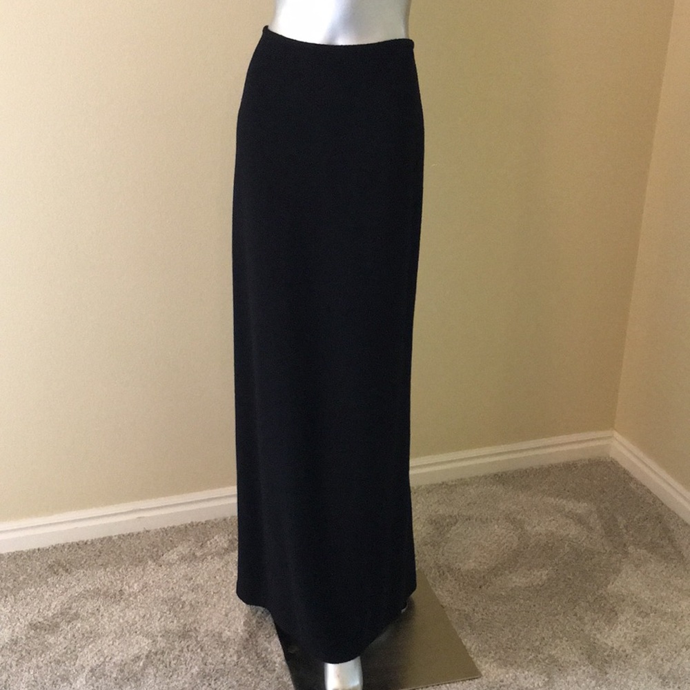 St. John Textured Knit Black Maxi Skirt
